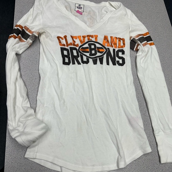 PINK Victoria's Secret White and Orange Cleveland Browns Jersey Top - Picture 1 of 3
